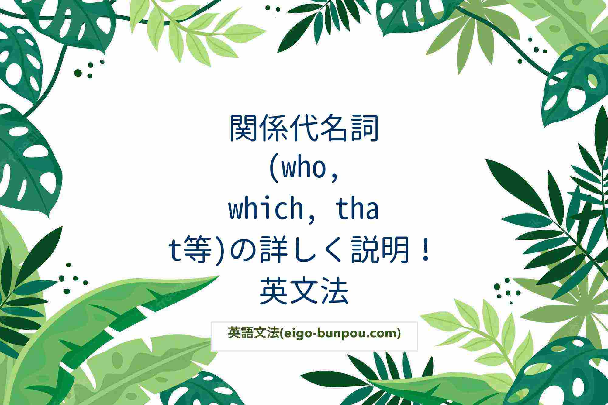 関係代名詞 (who, which, that等)の詳しく説明!英文法