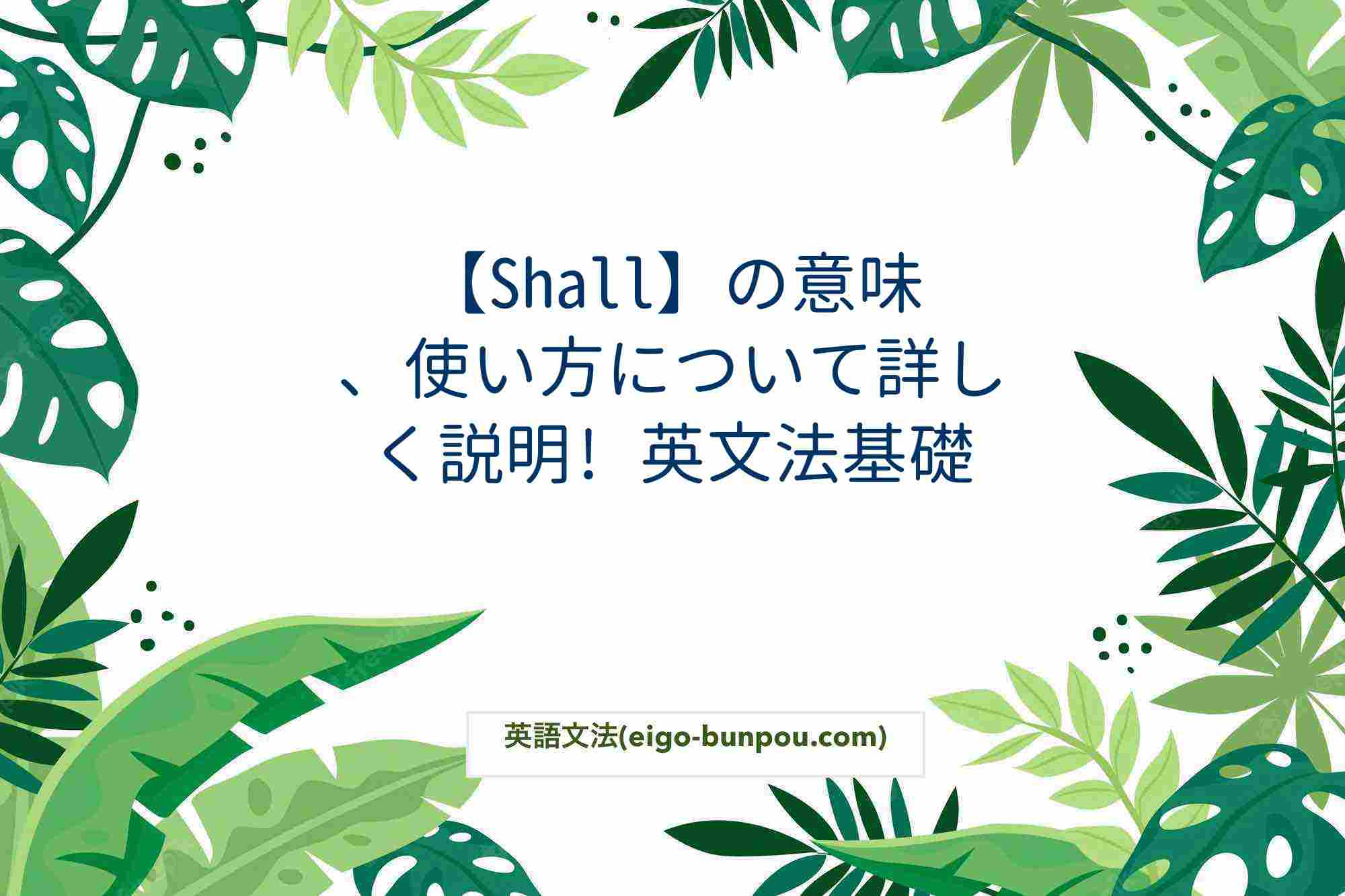 【Shall】の意味、使い方について詳しく説明! 英文法基礎