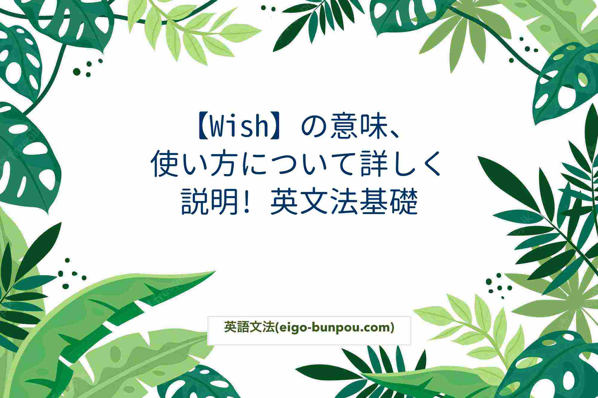 【Wish】の意味、使い方について詳しく説明! 英文法基礎