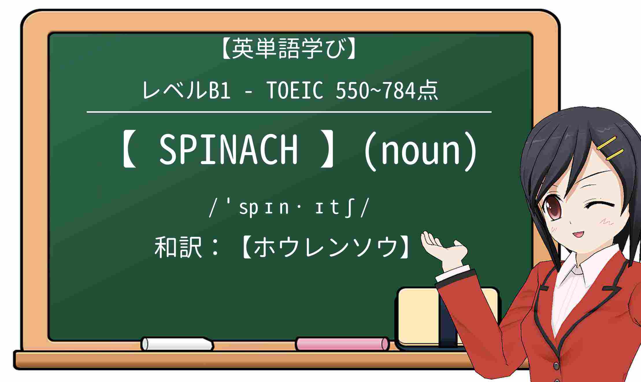 【英単語】spinachを徹底解説!意味、使い方、例文、読み方
