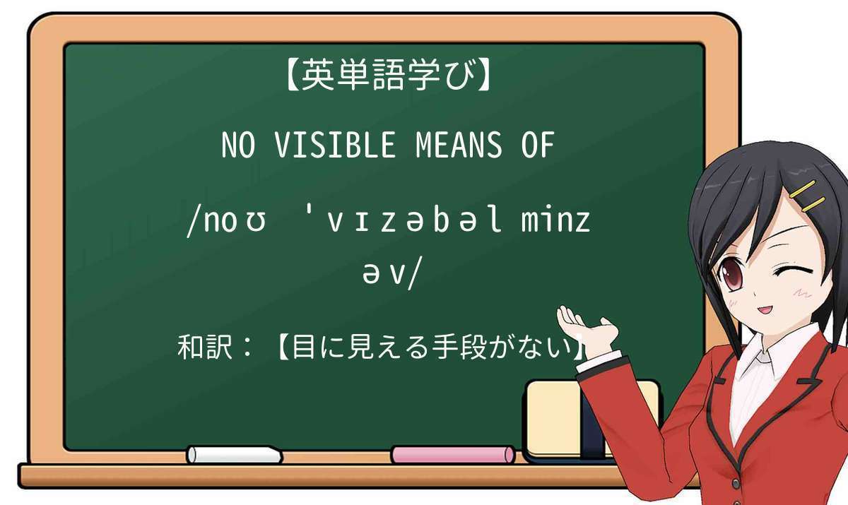 【英単語】no visible means ofを徹底解説!意味、使い方、例文、読み方